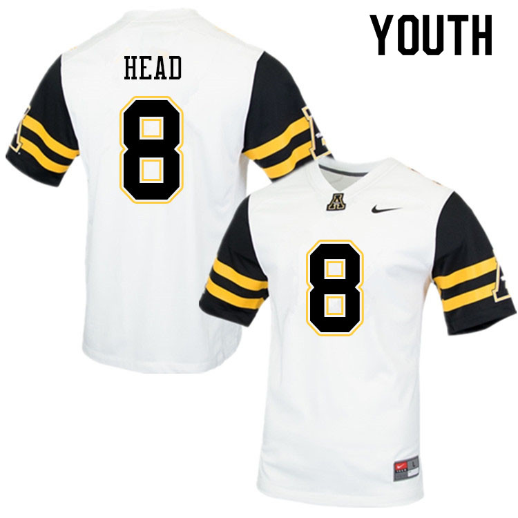 Youth #8 Stu Head Appalachian State Mountaineers College Football Jerseys Sale-White - Click Image to Close